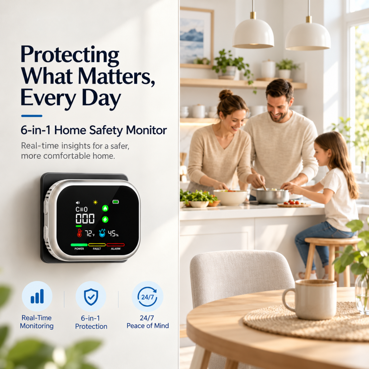 Clorns® GuardSense™ 6-in-1 Home Safety Monitor