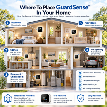 Clorns® GuardSense™ 6-in-1 Home Safety Monitor