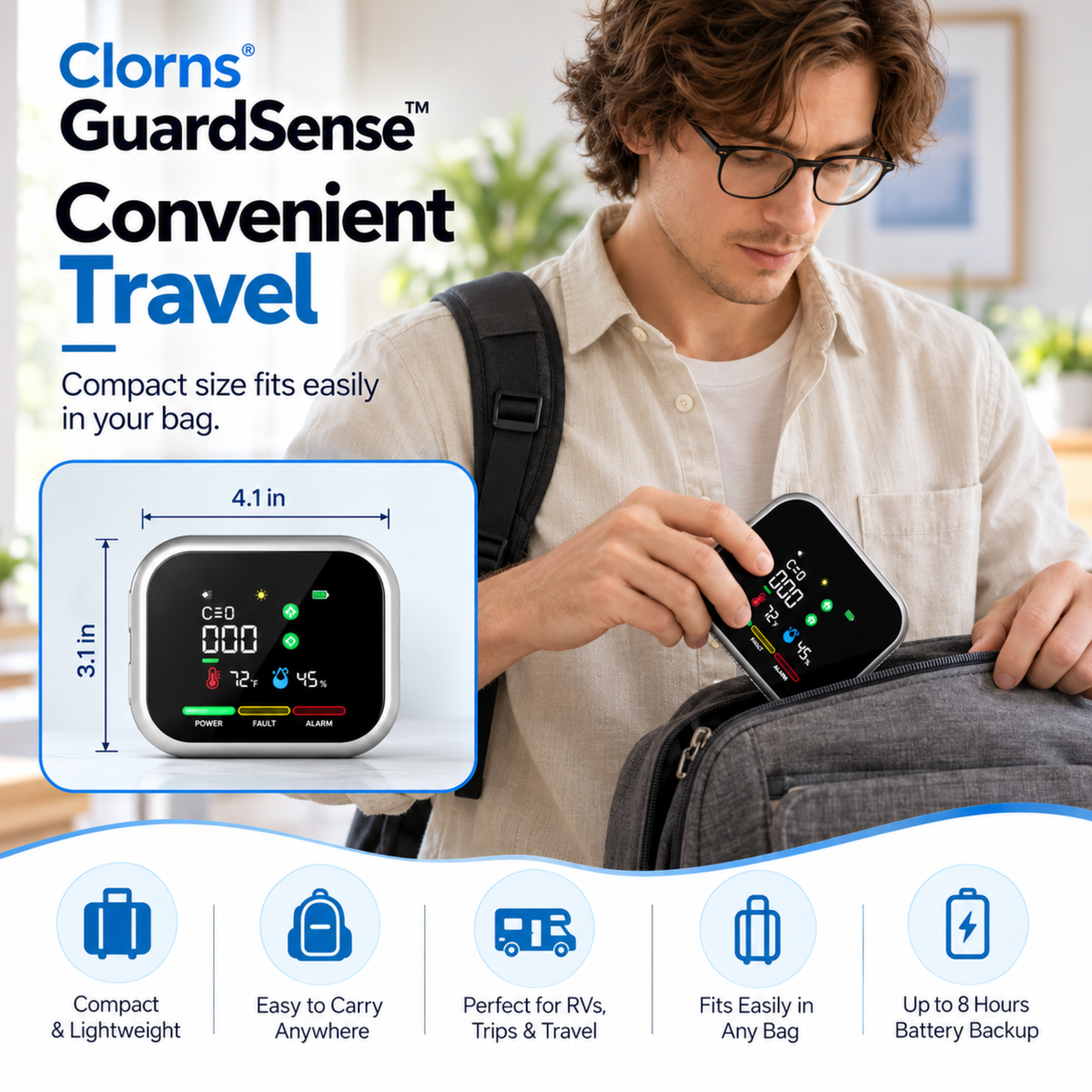Clorns® GuardSense™ 6-in-1 Home Safety Monitor